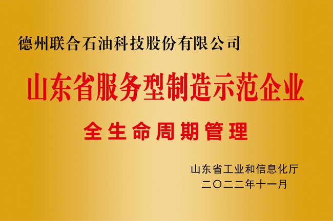 山東省服務型制造示范企業(yè)